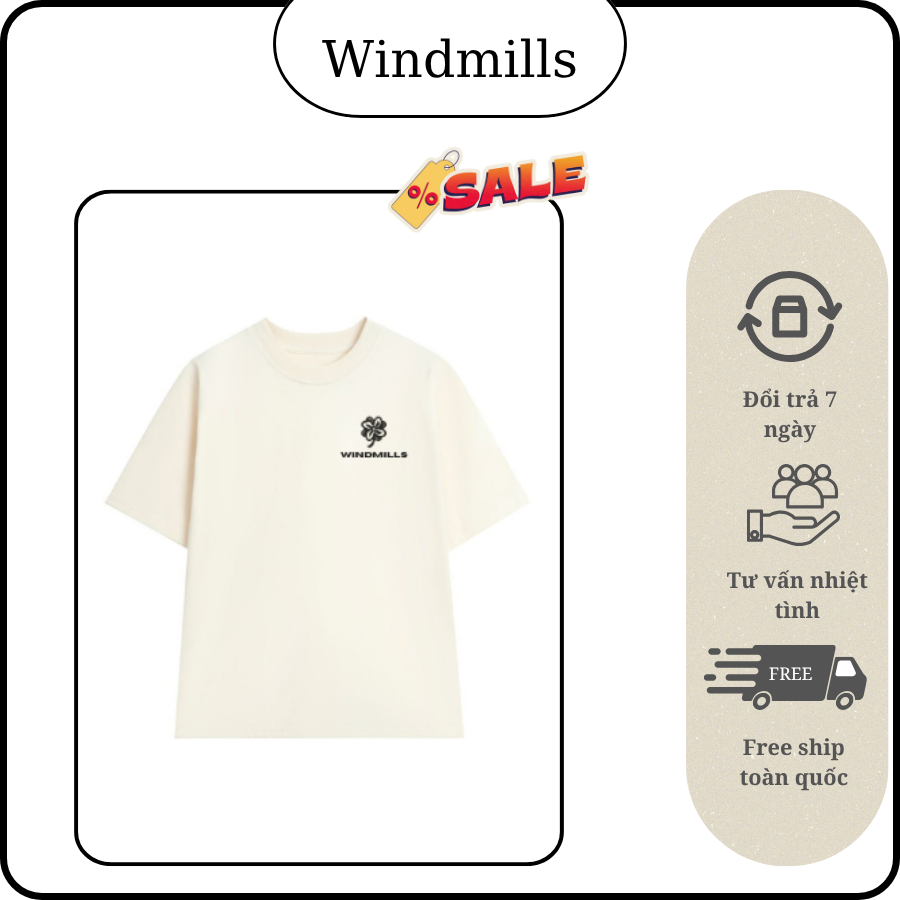 Áo thun in chữ Windmills mới